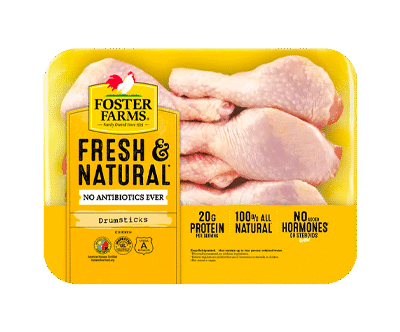 Foster Farms Fresh & Natural Chicken Drumsticks, 20g Protein per 4 oz Serving