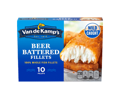 Van de Kamp’s Beer Battered 100% Whole Fish Fillets, Frozen, 19.1 oz 10 ct